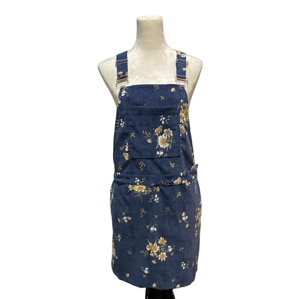 Elodie Floral Corduroy Overall Pinafore Mini Dress